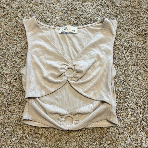 Vintage Havana Tan Cut Out Crop Top - Picture 2 of 2